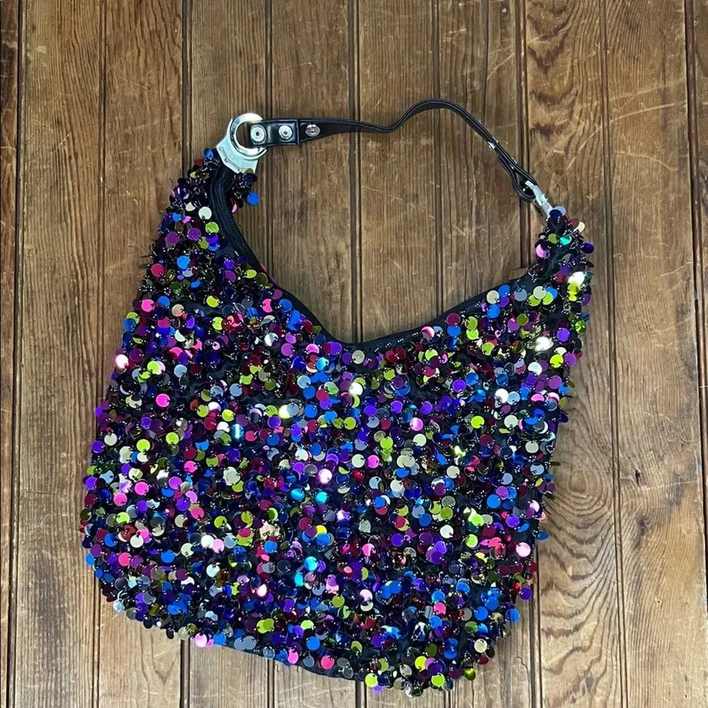 Colorful Multicolor Sequin Women's shoulder party nightclub Bag nwot